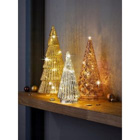 LED DECORATIVE GLASS ORNAMENT CHRISTMAS TREE SET