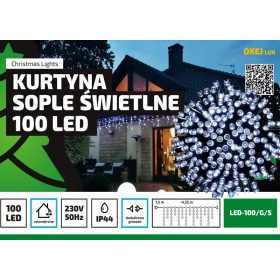   Svetleče zavese za zunanjo uporabo z 100 profesionalnimi debelimi LED diodami, dolžine 4m