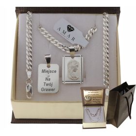   SREBRNA ŽENSKA VERIGA ZA OKLOP Z MEDALJO PR 925 Z BREZPLAČNIM GRAVIRANJEM