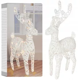   Svetleči Božični severni jelen okrasna bela dekoracija 45 cm