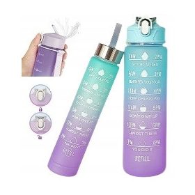   ZAJEMALNA BUTELJKA ZA VODO GYM SCHOOL MOTIVACIONALNA MERILKA 2kom 600+ 300ML