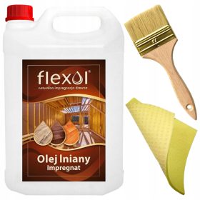   Flexol laneno olje za naravno impregnacijo lesa, 5 l + krtača + krpa