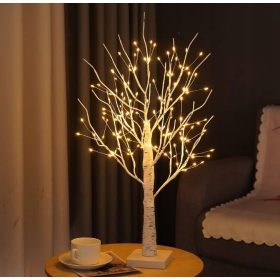   OZDOBNA BOŽIČNA JELKA, SVETEČA LED BREZA, 60 cm, TOPLO BELE LUČKE