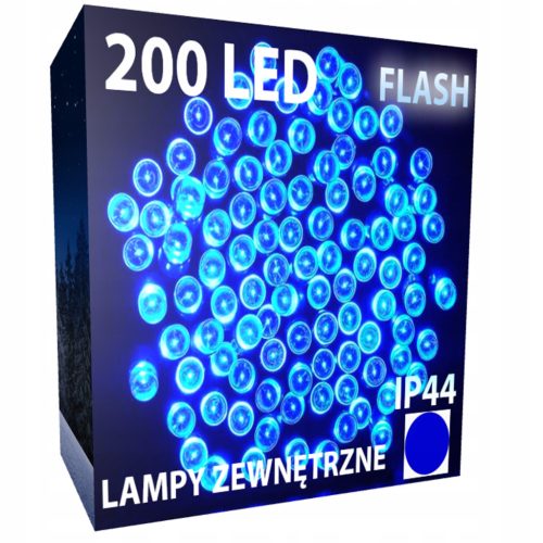 Lučke za novoletno jelko 200 LED MODRE BARVE ZUNANJE PERMANENTNE+FLASH