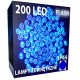 Lučke za novoletno jelko 200 LED MODRE BARVE ZUNANJE PERMANENTNE+FLASH
