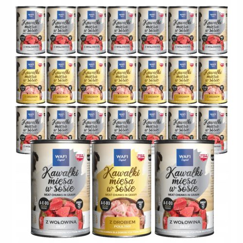 HRANA ZA PSE V KOŠČKIH V OMAKI WAFI 24x415G 75% MESO V KOŠČKIH