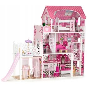 Ekološka hišica za punčke s toboganom in dvigalom 90 cm