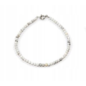   Elegantna zapestnica iz naravnega belega magnezita HOWLIT s fasetiranimi kroglicami, velikost 3 mm