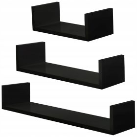 3 stenske police Luisa črne barve