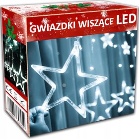   LED OKRASNA ZAVESA Z GARNITURO ZVEZD ZA OKNO S LED BOŽIČNIMI LUČKAMI