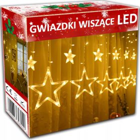 LED BOŽIČNE ZVEZDE VISEČA GIRLANDA ZLATE LED ZAVESA