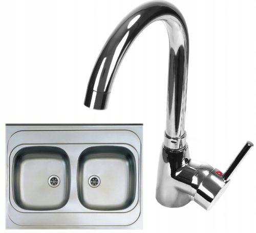 Inox korito Royal Sanitary, kuhinjsko korito iz nerjavečega jekla, 80x60, sifon, mešč
