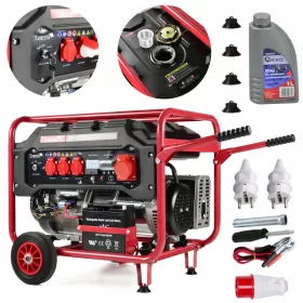   Prenosni trifazni agregat Tvardy 6600 W bencin + Olje za štiritaktne motorje 4T rdeča 1L