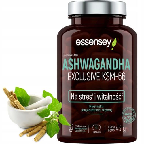 ESSENSEY ASHWAGANDHA EXCLUSIVE KSM-66 - Visokokakovostni Dodatek za Stres in Vitalnost
