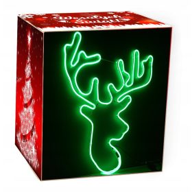   Neonska božična dekoracija - Svetleča glava severnega jelena za okno, 68 cm