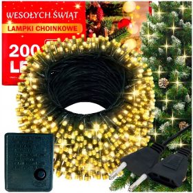200 LED Božične lučke 16 m z zelenim programatorjem