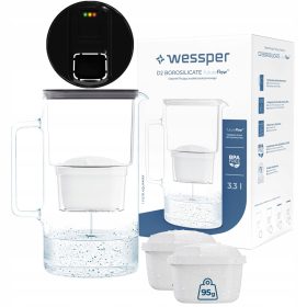    Wessper D2 Borosilicate FutureFlow Aquamax filter vrč 3,3 l črn
