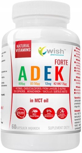 ADEK Forte - Naravni vir vitaminov A, D3, K2, E v MCT olju, 60 kapsul