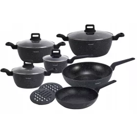    Set loncev Klausberg Zest. Marmorni lonci + ponve, aluminijasti dodatki 12 kos.