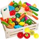 Drevesno sadje in zelenjava za rezanje za otroke Montessori učenje XXL SET