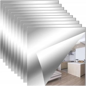   10x Samolepilno ogledalo kvadratne nalepke za stene - Set 10 kosov