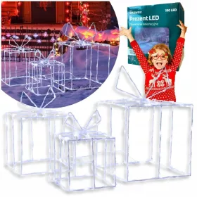 BOŽIČNI DARILNI SET LED SVETLOBNI BELI ZIMSKI VRT