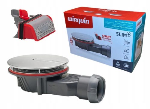 Ultra nizko tuš sifon Wirquin Slim+ 90mm s pokrovom v krom barvi