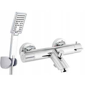  Dvoročna stenska armatura za kad in tuš Deante Begonia krom + nadometna tuš garnitura Reihe Cubic