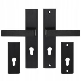   Kovinska kljuka Total za zunanja vrata s črno univerzalno ploščo, razmik 72 mm