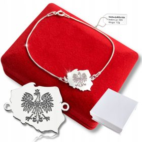   Slovenian name: Srebrna patriotska poljska zapestnica z orlom na verižici 925