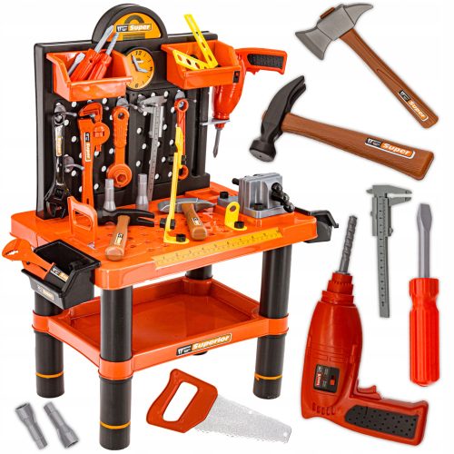 BIG SET Otroška Delavnica s Pripomočki za Izdelavo Igrač Miza z Orodjem