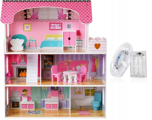 Hiša za punčke Funfit Kids DOMA XXL VILA + POHIŠTVO + LED RAZSVETLJAVA