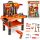 DIY set, woodworking workshop, table, keys, saw, portable vice