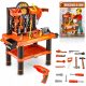 DIY set, woodworking workshop, table, keys, saw, portable vice