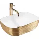 Ovalni keramični umivalnik Belinda White / Gold Brush
