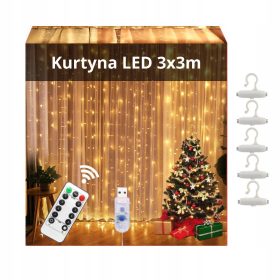  LED SVETLOBNA ZAVESA 3x3m 300 božičnih lučk Girlanda za božično drevo za okna