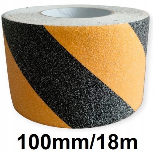 Antidrsni trak za stopnice rumeno-črne barve 100mm/18m
