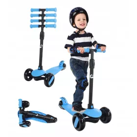   Optimized name: Trikolesni skuter Aurora F3, modre barve z LED svetlobami