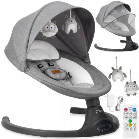   Optimized name: Električni gugalnik MoMi KENANI z Bluetoothom - temno siv

Optimized description: Električni gugalnik MoMi KENANI je varna izbira za vašega otroka, saj ima stabilno in lahko konstrukci