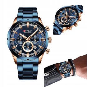 Moška ura Curren 8355, jeklo, kronograf, neobrit datum