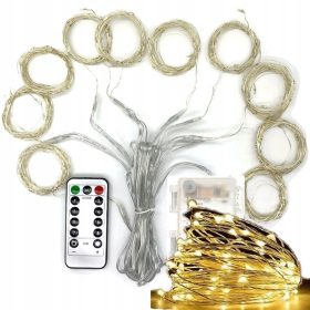   LED Lučka Zavesa 3x3m 300 LED 8 Funkcij Baterijsko + Daljinski