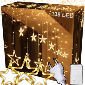   LED SVETLOBNA ZAVESA ZVEZD NA KABLU 230V TOPLE BOŽIČNE LUČKE 3 METRI