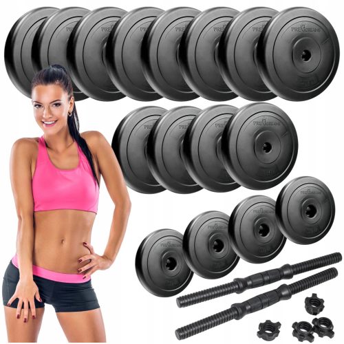 Hantle za vadbo kleti in bicepsov 2x15 kg - Komplet uteži za fitnes in močnostne vaje