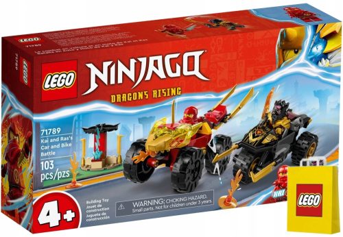 LEGO NINJAGO Kai in Ras v dvoboju med avtomobilom in kolesom 71789 + LEGO papirnata vrečka