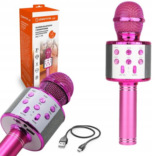 Karaoke mikrofon za otroke z zvočnikom ECHO Manta Bluetooth roza