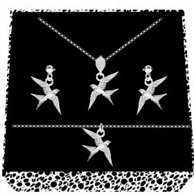 Srebrni komplet nakita PTICA LASTOVKA 925 srebro