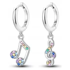  MD uhani glasbene note barvni kamni violinski ključ S925