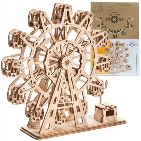    Lesena sestavljanka Little Story 3D model DIY - vrtiljak s panoramskim kolesom