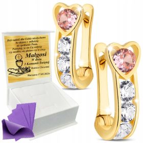 Zlata srčna uhanja z angleškim zapiranjem