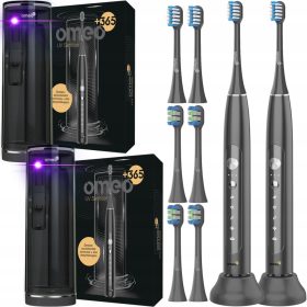  OMEO UV Sanitizer Black Sonična Električna Zobna Ščetka 2x